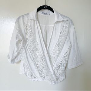 *4 for $20* Collared Wrap Lace Crop Top